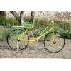 imageDeco 79 Metal Bike Indoor Outdoor Plantstand Indoor Outdoor Wire Floral Scrolled Plant Shelf with Basket and Saddle Bag Planters Plant Stand 56quot x 21quot x 31quot BrownYellow