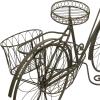 imageDeco 79 Metal Bike Indoor Outdoor Plantstand Indoor Outdoor Wire Floral Scrolled Plant Shelf with Basket and Saddle Bag Planters Plant Stand 56quot x 21quot x 31quot BrownBrown
