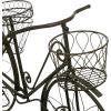 imageDeco 79 Metal Bike Indoor Outdoor Plantstand Indoor Outdoor Wire Floral Scrolled Plant Shelf with Basket and Saddle Bag Planters Plant Stand 56quot x 21quot x 31quot BrownBrown