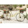 imageDeco 79 Metal Bike Indoor Outdoor Plantstand Indoor Outdoor Wire Floral Scrolled Plant Shelf with Basket and Saddle Bag Planters Plant Stand 56quot x 21quot x 31quot BrownYellow