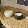 imageDeco 79 Metal Decorative Candle Apple CinnamonCreamy Vanilla Swirl Scented Textured 9oz 2 Wick Aromatherapy Candle with White Wax Set of 2 Wax Aromatherapy Candle 4quot W 2quot H Multi ColoredMulti Colored