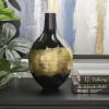 imageDeco 79 Metal Decorative Vase Abstract Centerpiece Vase with Gold Detailing Flower Vase for Home Decoration 8quot x 8quot x 13quot BlackSMALL SIZE