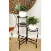 imageDeco 79 Metal Floral Indoor Outdoor Plantstand Indoor Outdoor 3 Tier Plant Shelf Plant Stand 24quot x 18quot x 18quot BrownBrown