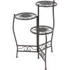 imageDeco 79 Metal Floral Indoor Outdoor Plantstand Indoor Outdoor 3 Tier Plant Shelf Plant Stand 24quot x 18quot x 18quot BrownBrown