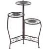 imageDeco 79 Metal Floral Indoor Outdoor Plantstand Indoor Outdoor 3 Tier Plant Shelf Plant Stand 24quot x 18quot x 18quot BrownBrown