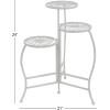 imageDeco 79 Metal Floral Indoor Outdoor Plantstand Indoor Outdoor 3 Tier Plant Shelf Plant Stand 24quot x 18quot x 18quot BrownWhite