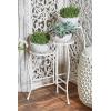 imageDeco 79 Metal Floral Indoor Outdoor Plantstand Indoor Outdoor 3 Tier Plant Shelf Plant Stand 24quot x 18quot x 18quot BrownWhite