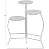 imageDeco 79 Metal Floral Indoor Outdoor Plantstand Indoor Outdoor 3 Tier Plant Shelf Plant Stand 24quot x 18quot x 18quot BrownWhite