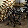 imageDeco 79 Metal Geometric Decorative Sculpture Home Decor Statue with Gold Accents Accent Figurine 7quot x 7quot x 7quot Black