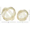 imageDeco 79 Metal Geometric Decorative Sculpture Layered Orb Home Decor Statues Set of 2 Accent Figurines 9quot 7quotW Gold
