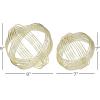imageDeco 79 Metal Geometric Decorative Sculpture Layered Orb Home Decor Statues Set of 2 Accent Figurines 9quot 7quotW Gold