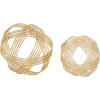 imageDeco 79 Metal Geometric Decorative Sculpture Layered Orb Home Decor Statues Set of 2 Accent Figurines 9quot 7quotW Gold