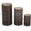 imageDeco 79 Metal Geometric Indoor Outdoor Candle Lantern Decorative Lantern Candle Holder Set of 3 Lantern 12quot 10quot 6quotH Dark Brown