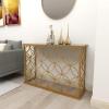imageDeco 79 Metal Geometric Partition Room Divider Screen Hinged Foldable Partition 3 Panel Privacy Screen Room Partition 57quot x 1quot x 79quot BrassGold
