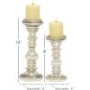 imageDeco 79 Metal Handmade Decorative Candle Holder Turned Style Pillar Candle Stand Set of 2 Candlestick Holder 9quot 12quotH Silver