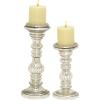 imageDeco 79 Metal Handmade Decorative Candle Holder Turned Style Pillar Candle Stand Set of 2 Candlestick Holder 9quot 12quotH Silver