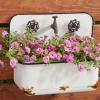 imageDeco 79 Metal Indoor Outdoor Wall Planter Indoor Outdoor Sink Hanging Planter with Bronze Hardware and Distressed Accents Set of 2 Plant Hanger 17quot 13quotW WhiteWhite