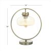 imageDeco 79 Metal Room Accent Lamp Circular Framed Table Lamp with Hanging Glass Shade Lamp 14quot x 8quot x 15quot Gold