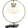 imageDeco 79 Metal Room Accent Lamp Circular Framed Table Lamp with Hanging Glass Shade Lamp 14quot x 8quot x 15quot Gold