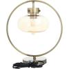 imageDeco 79 Metal Room Accent Lamp Circular Framed Table Lamp with Hanging Glass Shade Lamp 14quot x 8quot x 15quot Gold