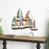 imageDeco 79 Metal Sail Boat Home Wall Decor Wall Sculpture with Wire Accents Wall Art 33quot x 3quot x 26quot Multi Colored