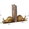 imageDeco 79 Metal Snail Decorative Bookends Crawling Non Skid Bookends Set of 2 Office Bookends6 W 6quot H Gold