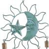 imageDeco 79 Metal Sun and Moon Windchime with Bells 13quot x 11quot x 1quot Turquoise