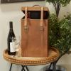 imageDeco 79 Modern Leather Rectangle Wine Holder 9quot x 10quot x 16quot TanBrown