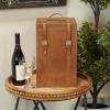 imageDeco 79 Modern Leather Rectangle Wine Holder 9quot x 10quot x 16quot TanBrown