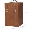 imageDeco 79 Modern Leather Rectangle Wine Holder 9quot x 10quot x 16quot TanBrown