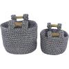 imageDeco 79 Polyester Round Storage Basket with Handles Set of 2 13quot 11quotH GrayGray