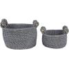 imageDeco 79 Polyester Round Storage Basket with Handles Set of 2 13quot 11quotH GrayGray