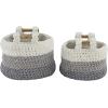 imageDeco 79 Polyester Round Storage Basket with Handles Set of 2 13quot 11quotH GrayWhite