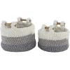imageDeco 79 Polyester Round Storage Basket with Handles Set of 2 13quot 11quotH GrayWhite