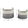 imageDeco 79 Polyester Round Storage Basket with Handles Set of 2 13quot 11quotH GrayWhite