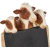 imageDeco 79 Polystone Cow Decorative Sign Chalkboard with Brown Tree Trunk Frame 7quot x 4quot x 11quot Black7 x 4 x 11