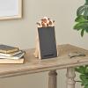 imageDeco 79 Polystone Cow Decorative Sign Chalkboard with Brown Tree Trunk Frame 7quot x 4quot x 11quot Black7 x 4 x 11