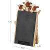 imageDeco 79 Polystone Cow Decorative Sign Chalkboard with Brown Tree Trunk Frame 7quot x 4quot x 11quot Black7 x 4 x 11