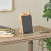 imageDeco 79 Polystone Cow Decorative Sign Chalkboard with Brown Tree Trunk Frame 7quot x 4quot x 11quot Black7W x 99H