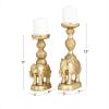 imageDeco 79 Polystone Elephant Candle Holder Set of 2 13quot 11quotH GoldGold