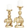 imageDeco 79 Polystone Elephant Candle Holder Set of 2 13quot 11quotH GoldGold