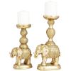 imageDeco 79 Polystone Elephant Candle Holder Set of 2 13quot 11quotH GoldGold