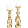 imageDeco 79 Polystone Elephant Candle Holder Set of 2 13quot 11quotH GoldGold