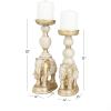 imageDeco 79 Polystone Elephant Candle Holder Set of 2 13quot 11quotH GoldGoldWhite