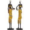 imageDeco 79 Polystone People Handmade Decorative Sculpture African Woman Home Decor Statues with Water Jugs and Jeweled Details Set of 2 Accent Figurines 6quotW 24quotH YellowYellow