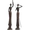 imageDeco 79 Polystone People Handmade Decorative Sculpture African Woman Home Decor Statues with Water Jugs and Jeweled Details Set of 2 Accent Figurines 6quotW 24quotH YellowRed