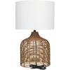 imageDeco 79 Rattan Handmade Room Table Lamp Woven Accent Lamp with Drum Shade Lamp 15quot x 15quot x 25quot BeigeBrown