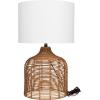 imageDeco 79 Rattan Handmade Room Table Lamp Woven Accent Lamp with Drum Shade Lamp 15quot x 15quot x 25quot BeigeBrown