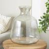 imageDeco 79 Recycled Glass Abstract Handmade Decorative Vase Curved Ombre Spanish Bottle Centerpiece Vase Flower Vase for Home Decoration 9quot x 9quot x 20quot GreenClear