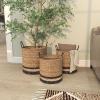 imageDeco 79 Seagrass Handmade Decorative and Functional Storage Basket TwoToned Brown Basket Organizer with Handles Set of 3 Basket for Storage 18quot 17quot 14quotH Black
